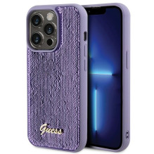 Guess Sequin Script Metalinis dėklas iPhone 15 Pro Max - violetinis