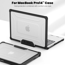 „Tech-Protect SmartShell Pro“ dėklas, skirtas „Macbook Pro 14 M1 / M2 / M3 / M4 / M5“ 2021–2025 m. – juodas ir skaidrus