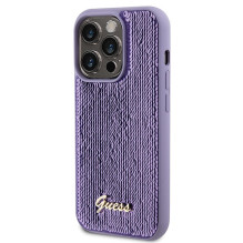Guess Sequin Script Metalinis dėklas iPhone 15 Pro Max - violetinis