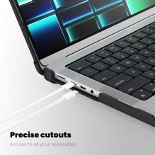 Tech-Protect SmartShell Pro case for Macbook Pro 14 M1 / M2 / M3 / M4 / M5 2021-2025 - black and transparent