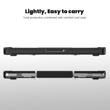 „Tech-Protect SmartShell Pro“ dėklas, skirtas „Macbook Pro 14 M1 / M2 / M3 / M4 / M5“ 2021–2025 m. – juodas ir skaidrus