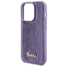 Guess Sequin Script Metalinis dėklas iPhone 15 Pro Max - violetinis
