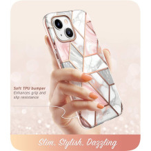 Supcase Cosmo iPhone 14 Plus dėklas – rožinis marmuras