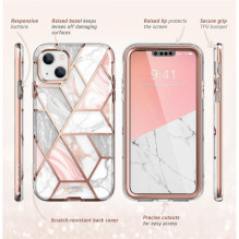 Supcase Cosmo iPhone 14 Plus dėklas – rožinis marmuras
