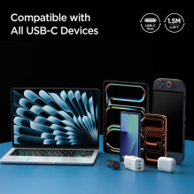 „Spigen Essential EB24015CC“ USB-C / USB-C 240W 150 cm laidas – juodas