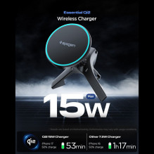 „Spigen EV15MAQ Essential Qi2 MagSafe“ automobilio laikiklis oro išleidimo angai - juodas