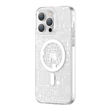Kingxbar PQY Geek serijos magnetinis dėklas iPhone 14 Plus MagSafe sidabrinis