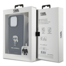 Karl Lagerfeld Crossbody Saffiano Monogram Metal Pin Karl &amp; Choupette Case for iPhone 15 Pro - Black