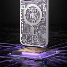 Kingxbar PQY Geek serijos magnetinis dėklas iPhone 14 Plus MagSafe sidabrinis