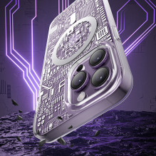 Kingxbar PQY Geek serijos magnetinis dėklas iPhone 14 Plus MagSafe sidabrinis