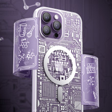 Kingxbar PQY Geek serijos magnetinis dėklas iPhone 14 Plus MagSafe sidabrinis