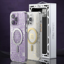 Kingxbar PQY Geek serijos magnetinis dėklas iPhone 14 Plus MagSafe sidabrinis