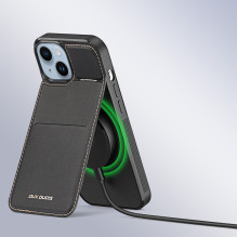 Piniginės dėklas 3 viename su stovu, skirtas iPhone 15 Plus MagSafe RFID blokatorius Dux Ducis Rafi Mag – juodas