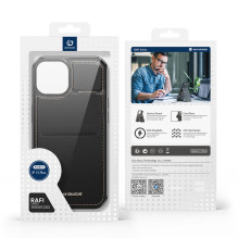 Piniginės dėklas 3 viename su stovu, skirtas iPhone 15 Plus MagSafe RFID blokatorius Dux Ducis Rafi Mag – juodas