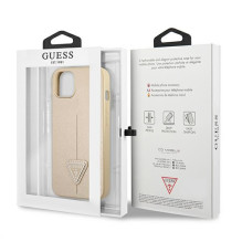 Guess GUHCP13SPSATLE iPhone 13 mini 5,4 'smėlio spalvos / smėlio spalvos kietas SaffianoTriangle logotipas