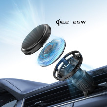 „Tech-Protect V9 MagSafe 25W Qi 2.2“ automobilinis įkroviklis – juodas