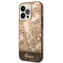 Guess GUHCP14LHGPLHC iPhone 14 Pro 6,1 colio ochros spalvos kieto dėklo porceliano kolekcija Guess GUHCP14LHGPLHC iPhone 14 Pro 6,1 colio ochros spalvos kieto dėklo porceliano kolekcija