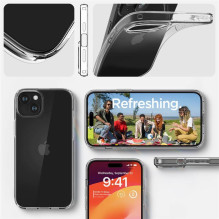 „Spigen“ skystųjų kristalų „iPhone 15 Plus“ dėklas – skaidrus „Spigen“ skystųjų kristalų „iPhone 15 Plus“ dėklas – skaidrus