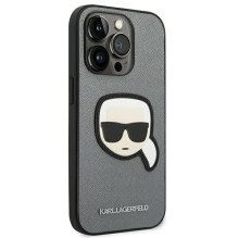 Karl Lagerfeld Saffiano Karl's Head Patch Case for iPhone 14 Pro - Silver Karl Lagerfeld Saffiano Karl's Head Patch Case for iPhone 14 Pro - Silver