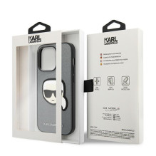 Karl Lagerfeld Saffiano Karl's Head Patch Case for iPhone 14 Pro - Silver Karl Lagerfeld Saffiano Karl's Head Patch Case for iPhone 14 Pro - Silver
