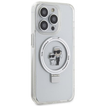 Karl Lagerfeld žiedinis stovas KarlChoupette MagSafe dėklas, skirtas iPhone 13 Pro Max - baltas