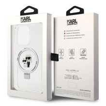 Karl Lagerfeld Ring Stand Karl&amp;Choupette MagSafe case for iPhone 13 Pro Max - white