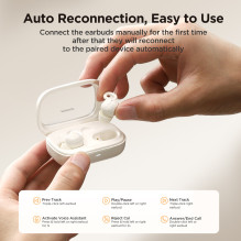 „Joyroom JR-TS1 Cozydots“ serijos belaidės TWS ausinės miegui, ANC, „Bluetooth 5.3“ – baltos