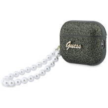 „Guess“ blizgantis perlinis dirželis, skirtas „AirPods Pro 3“ ausinėms – juodas ir blizgučiais