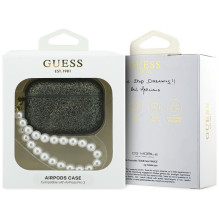 Guess Glitter Pearl Strap Case for AirPods Pro 3 - Black and Glitter