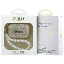 „Guess“ blizgantis perlų dirželis, skirtas „AirPods Pro 3“ ausinėms – auksinis