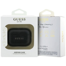 „Guess Grained Classic Logo“ dėklas, skirtas „AirPods Pro 3“ ausinėms – juodas