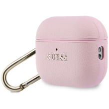 „Guess Grained Classic Logo“ dėklas, skirtas „AirPods Pro 3“ ausinėms – rožinis