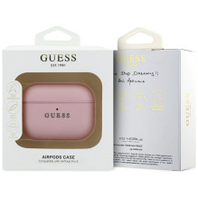 „Guess Grained Classic Logo“ dėklas, skirtas „AirPods Pro 3“ ausinėms – rožinis