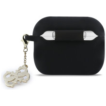 „Guess“ silikoninis 4G „Charm“ dėklas, skirtas „AirPods Pro 3“ – juodas