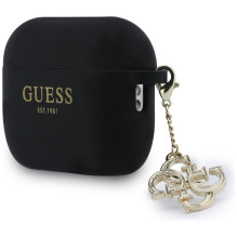 „Guess“ silikoninis 4G „Charm“ dėklas, skirtas „AirPods Pro 3“ – juodas