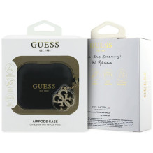 „Guess“ silikoninis 4G „Charm“ dėklas, skirtas „AirPods Pro 3“ – juodas