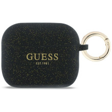 „Guess“ silikoninis blizgučiais aptrauktas dėklas „AirPods Pro 3“ ausinėms – juodas