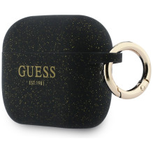 „Guess“ silikoninis blizgučiais aptrauktas dėklas „AirPods Pro 3“ ausinėms – juodas