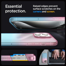 „Spigen“ skystųjų kristalų „iPhone 15 Pro“ dėklas – rožinė / mėlyna