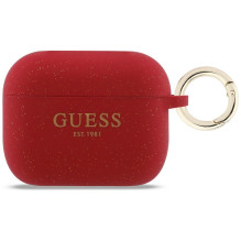„Guess“ silikoninis blizgantis žiedinis dėklas, skirtas „AirPods Pro 3“ – raudonas ir blizgantis
