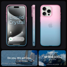 „Spigen“ skystųjų kristalų „iPhone 15 Pro“ dėklas – rožinė / mėlyna