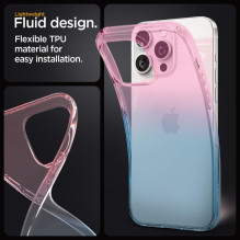 „Spigen“ skystųjų kristalų „iPhone 15 Pro“ dėklas – rožinė / mėlyna