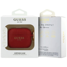 „Guess“ silikoninis blizgantis žiedinis dėklas, skirtas „AirPods Pro 3“ – raudonas ir blizgantis