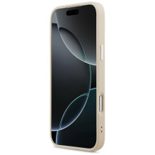 „Guess“ trikampio formos logotipo „MagSafe“ dėklas, skirtas „iPhone 17 Pro“ – smėlio spalvos