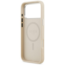 „Guess“ trikampio formos logotipo „MagSafe“ dėklas, skirtas „iPhone 17 Pro“ – smėlio spalvos