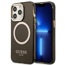 Guess Gold Outline permatomas MagSafe dėklas, skirtas iPhone 13 Pro / iPhone 13 – juodas Guess Gold Outline permatomas MagSafe dėklas, skirtas iPhone 13 Pro / iPhone 13 – juodas