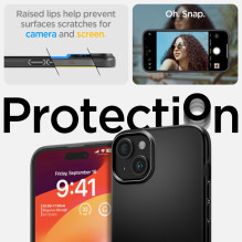 Spigen Thin Fit iPhone 15 dėklas – juodas Spigen Thin Fit iPhone 15 dėklas – juodas