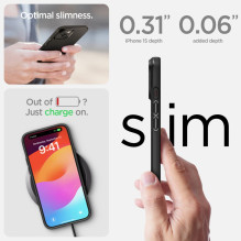 Spigen Thin Fit iPhone 15 dėklas – juodas Spigen Thin Fit iPhone 15 dėklas – juodas