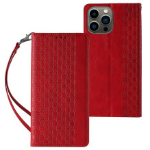 Magnetinio dirželio dėklas, skirtas Samsung Galaxy S23+ Flip Wallet Mini Lanyard Stand raudonas