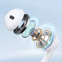 Joyroom JR-EW01 į ausis įdedamos laidinės mini lizdo ausinės su nuotolinio valdymo pulteliu – baltos spalvos